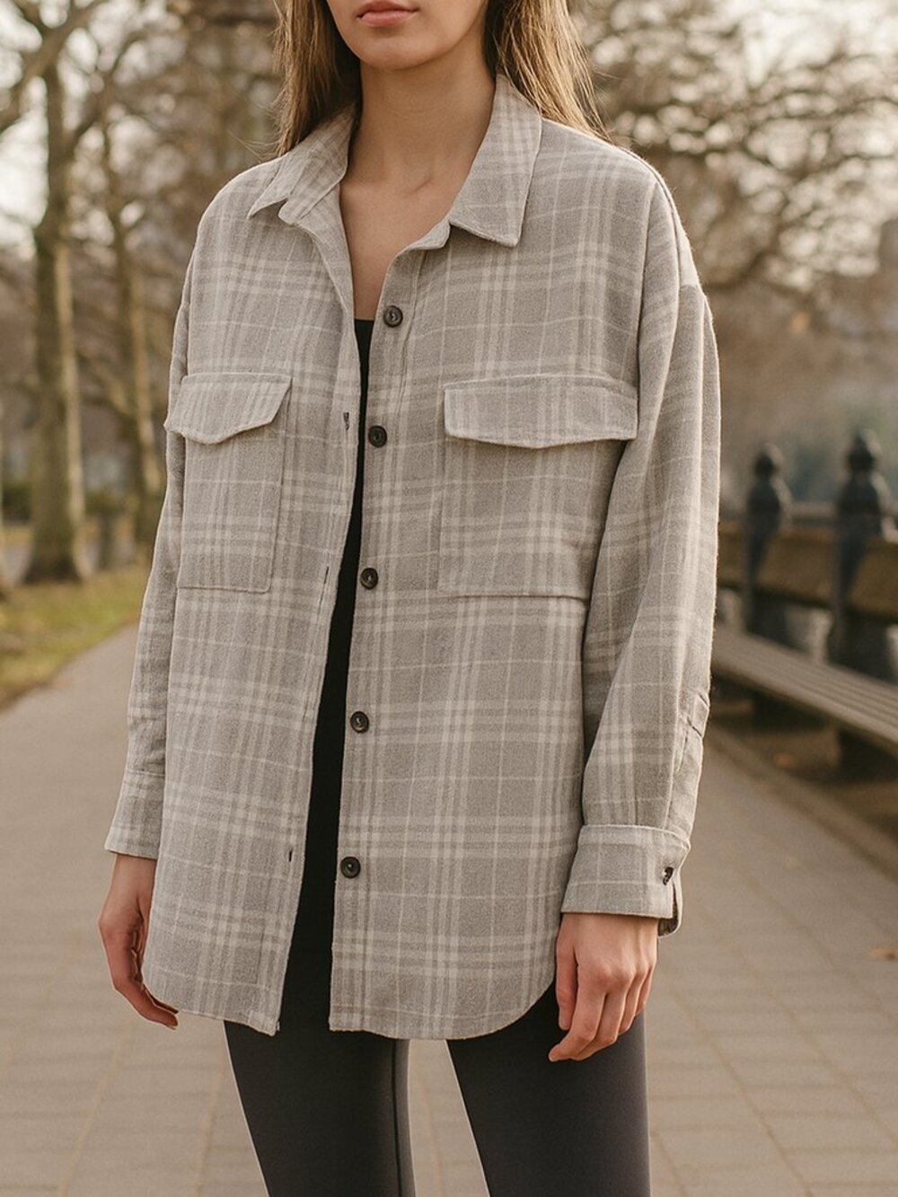 ASOS Design shacket in Brown and White Plaid Size 10 Medium - Picture 2 of 8